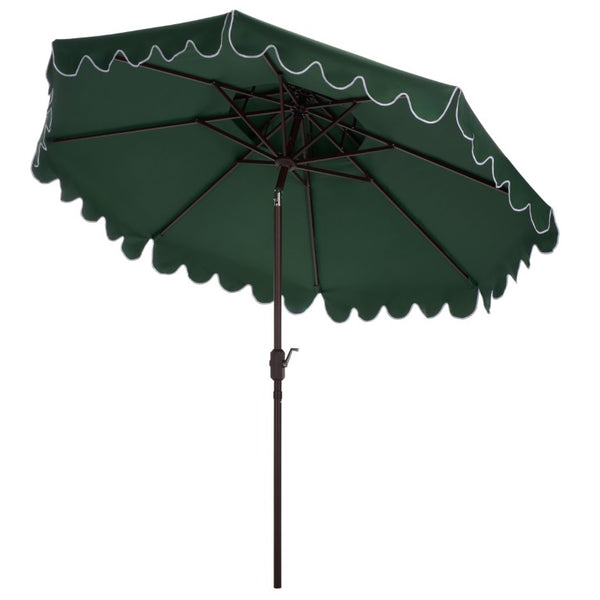 Safavieh Venice 9 Foot Round Double Top Crank Patio Umbrella with Resort Outdoor Style Hunter Green PAT8210H