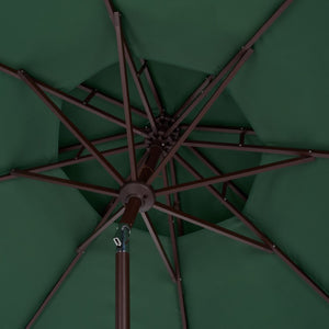 Safavieh Venice 9 Foot Round Double Top Crank Patio Umbrella with Resort Outdoor Style Hunter Green PAT8210H