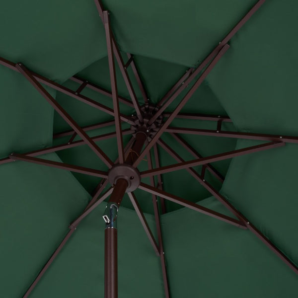 Safavieh Venice 9 Foot Round Double Top Crank Patio Umbrella with Resort Outdoor Style Hunter Green PAT8210H