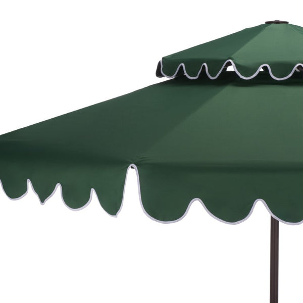 Safavieh Venice 9 Foot Round Double Top Crank Patio Umbrella with Resort Outdoor Style Hunter Green PAT8210H