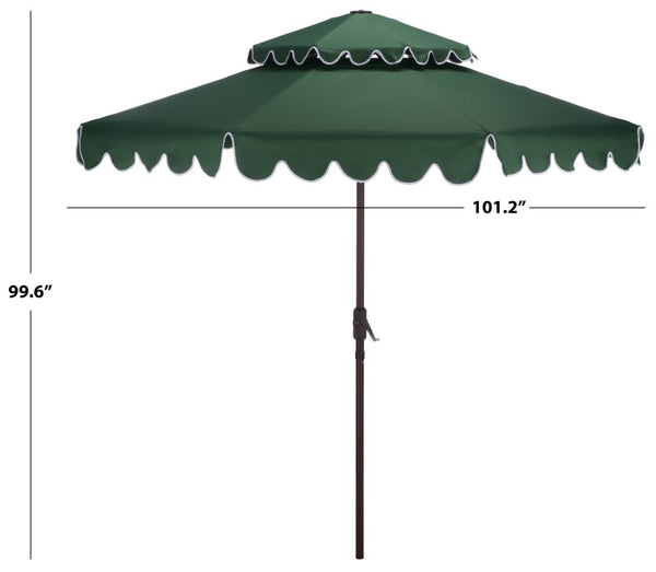Safavieh Venice 9 Foot Round Double Top Crank Patio Umbrella with Resort Outdoor Style Hunter Green PAT8210H