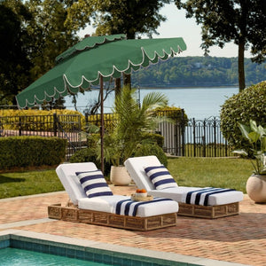 Safavieh Venice 9 Foot Round Double Top Crank Patio Umbrella with Resort Outdoor Style Hunter Green PAT8210H