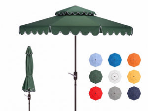 Safavieh Venice 9 Foot Round Double Top Crank Patio Umbrella with Resort Outdoor Style Hunter Green PAT8210H