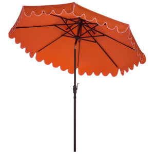 Safavieh Venice 9 Foot Round Double Top Crank Patio Umbrella with Resort Outdoor Style Orange PAT8210O