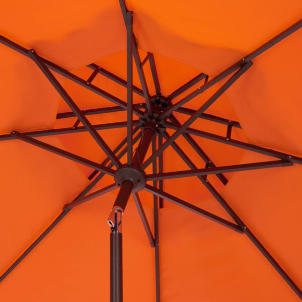 Safavieh Venice 9 Foot Round Double Top Crank Patio Umbrella with Resort Outdoor Style Orange PAT8210O