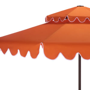 Safavieh Venice 9 Foot Round Double Top Crank Patio Umbrella with Resort Outdoor Style Orange PAT8210O