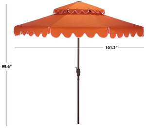 Safavieh Venice 9 Foot Round Double Top Crank Patio Umbrella with Resort Outdoor Style Orange PAT8210O