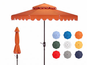 Safavieh Venice 9 Foot Round Double Top Crank Patio Umbrella with Resort Outdoor Style Orange PAT8210O