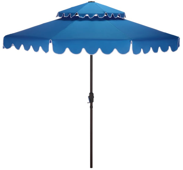 Safavieh Venice 9 Foot Round Double Top Crank Patio Umbrella with Resort Outdoor Style Pacific Blue PAT8210P