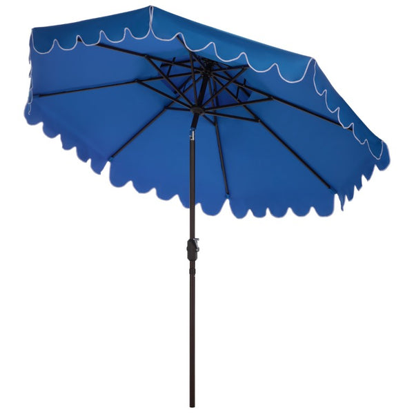 Safavieh Venice 9 Foot Round Double Top Crank Patio Umbrella with Resort Outdoor Style Pacific Blue PAT8210P