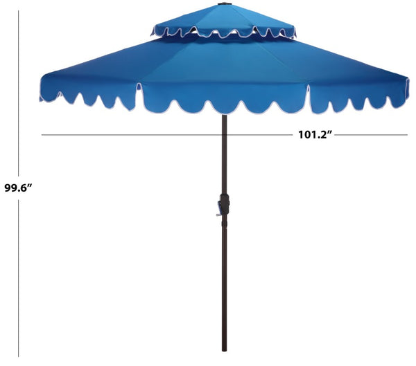 Safavieh Venice 9 Foot Round Double Top Crank Patio Umbrella with Resort Outdoor Style Pacific Blue PAT8210P