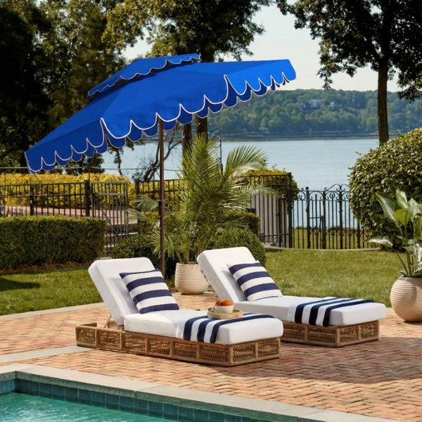 Safavieh Venice 9 Foot Round Double Top Crank Patio Umbrella with Resort Outdoor Style Pacific Blue PAT8210P
