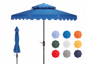 Safavieh Venice 9 Foot Round Double Top Crank Patio Umbrella with Resort Outdoor Style Pacific Blue PAT8210P