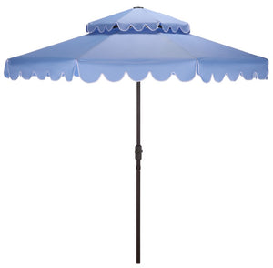 Safavieh Venice 9 Foot Round Double Top Crank Patio Umbrella with Resort Outdoor Style Baby Blue PAT8210U
