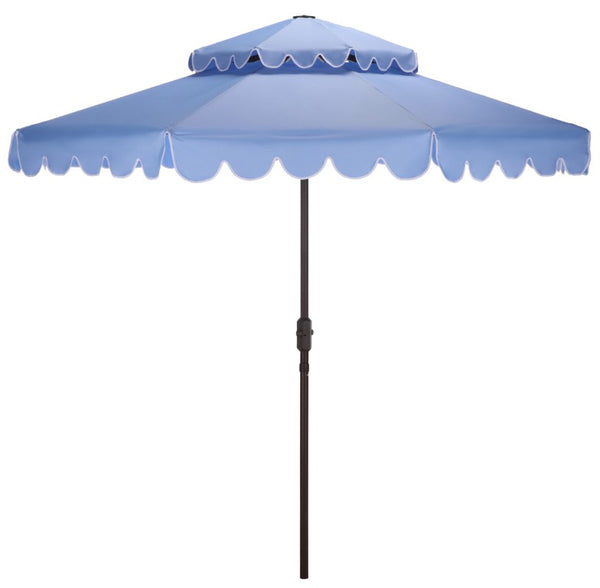 Safavieh Venice 9 Foot Round Double Top Crank Patio Umbrella with Resort Outdoor Style Baby Blue PAT8210U