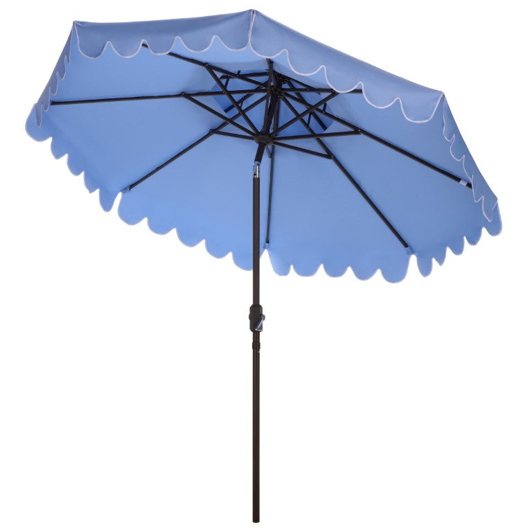 Safavieh Venice 9 Foot Round Double Top Crank Patio Umbrella with Resort Outdoor Style Baby Blue PAT8210U