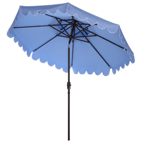 Safavieh Venice 9 Foot Round Double Top Crank Patio Umbrella with Resort Outdoor Style Baby Blue PAT8210U