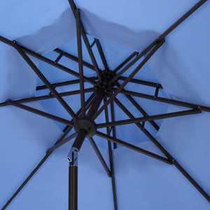 Safavieh Venice 9 Foot Round Double Top Crank Patio Umbrella with Resort Outdoor Style Baby Blue PAT8210U