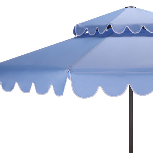 Safavieh Venice 9 Foot Round Double Top Crank Patio Umbrella with Resort Outdoor Style Baby Blue PAT8210U