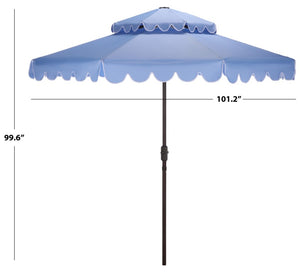 Safavieh Venice 9 Foot Round Double Top Crank Patio Umbrella with Resort Outdoor Style Baby Blue PAT8210U