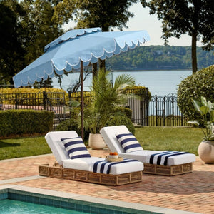 Safavieh Venice 9 Foot Round Double Top Crank Patio Umbrella with Resort Outdoor Style Baby Blue PAT8210U