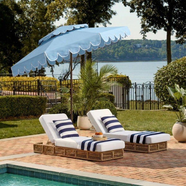 Safavieh Venice 9 Foot Round Double Top Crank Patio Umbrella with Resort Outdoor Style Baby Blue PAT8210U