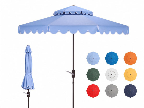Safavieh Venice 9 Foot Round Double Top Crank Patio Umbrella with Resort Outdoor Style Baby Blue PAT8210U