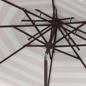 Safavieh VIENNA 9ft Double Top Umbrella - Elegant Scallop Design for Stylish Outdoor Shade and Comfort Beige / White PAT8211A