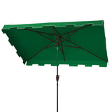 Safavieh Zimmerman 6.5 X 10 Ft Rect Market Umbrella Dark Green/White Trim Aluminum PAT8300B