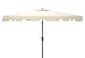 Safavieh ZIMMERMAN 6.5x10 FT Rectangular Market Umbrella – Elegant Outdoor Shade with Crank & Tilt Mechanism Beige / White PAT8300C