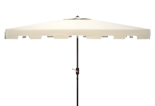 Safavieh ZIMMERMAN 6.5x10 FT Rectangular Market Umbrella – Elegant Outdoor Shade with Crank & Tilt Mechanism Beige / White PAT8300C