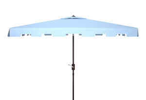 Safavieh Zimmerman 6.5 X 10 Ft Rect Market Umbrella Baby Blue / White  Aluminum PAT8300D