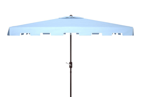 Safavieh Zimmerman 6.5 X 10 Ft Rect Market Umbrella Baby Blue / White  Aluminum PAT8300D