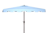 Safavieh Zimmerman 6.5 X 10 Ft Rect Market Umbrella Baby Blue / White  Aluminum PAT8300D