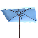 Safavieh Zimmerman 6.5 X 10 Ft Rect Market Umbrella Baby Blue / White  Aluminum PAT8300D