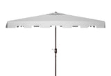 Safavieh Zimmerman 6.5 X 10 Ft Rect Market Umbrella Grey/White Trim Aluminum PAT8300E