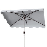 Safavieh Zimmerman 6.5 X 10 Ft Rect Market Umbrella Grey/White Trim Aluminum PAT8300E