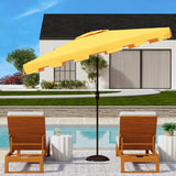 Safavieh Zimmerman 6.5 X 10 Ft Rect Market Umbrella Yellow/White Trim Aluminum PAT8300F