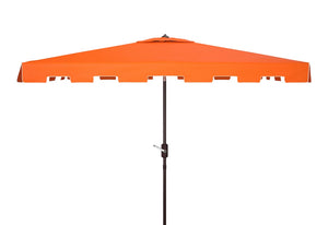 Safavieh Zimmerman 6.5 X 10 Ft Rect Market Umbrella Orange/White Trim Aluminum PAT8300G
