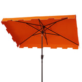 Safavieh Zimmerman 6.5 X 10 Ft Rect Market Umbrella Orange/White Trim Aluminum PAT8300G