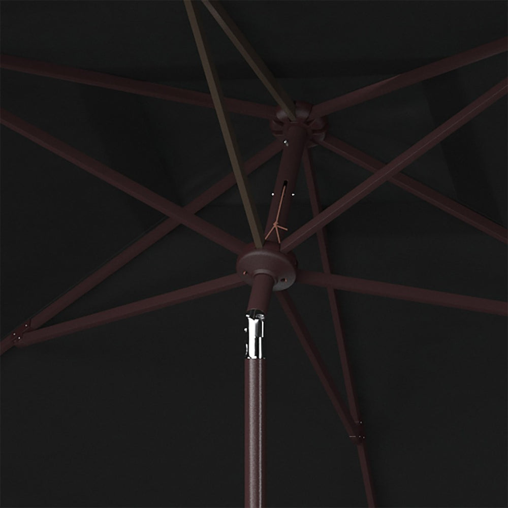 Safavieh ZIMMERMAN 6.5x10 FT Rectangular Market Umbrella – Elegant Outdoor Shade with Crank & Tilt Mechanism Black / White PAT8300H