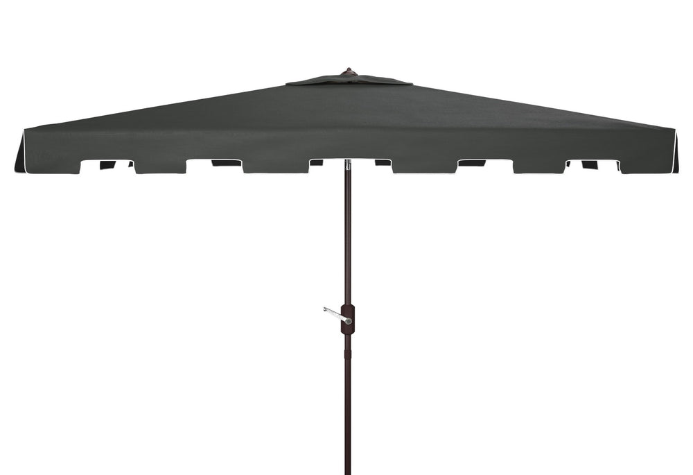 Safavieh ZIMMERMAN 6.5x10 FT Rectangular Market Umbrella – Elegant Outdoor Shade with Crank & Tilt Mechanism Black / White PAT8300H