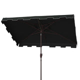 Safavieh Zimmerman 6.5 X 10 Ft Rect Market Umbrella Black/White Trim Aluminum PAT8300H