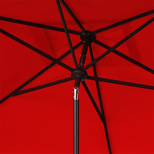 Safavieh Zimmerman 6.5 X 10 Ft Rect Market Umbrella Red/White Trim Aluminum PAT8300J