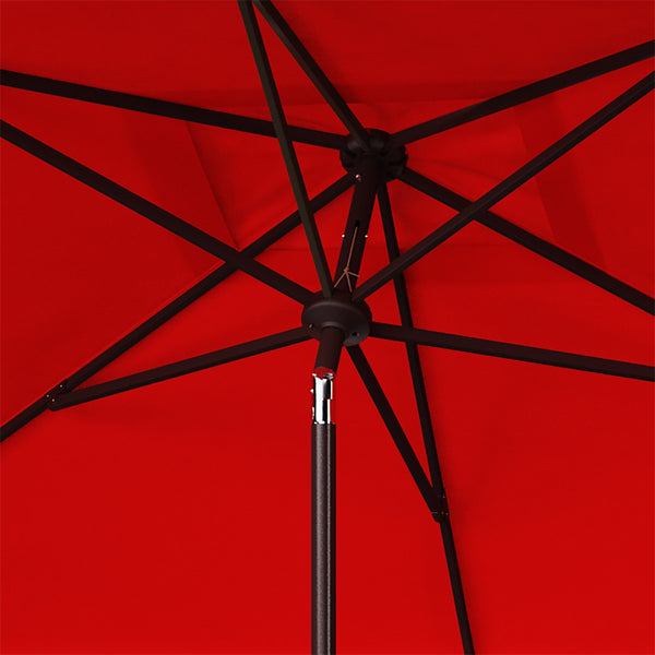 Safavieh Zimmerman 6.5 X 10 Ft Rect Market Umbrella Red/White Trim Aluminum PAT8300J