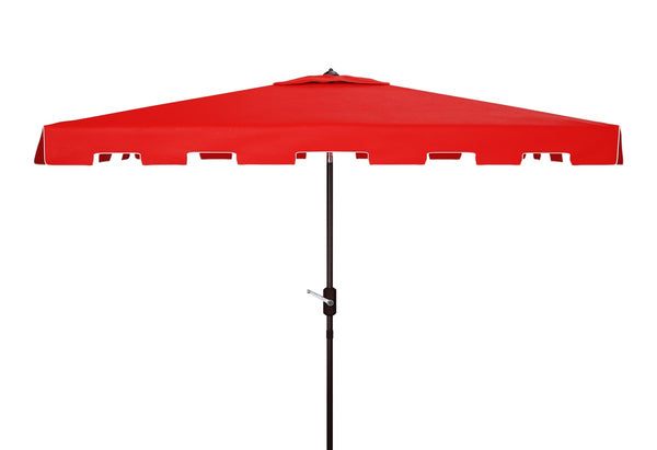 Safavieh Zimmerman 6.5 X 10 Ft Rect Market Umbrella Red/White Trim Aluminum PAT8300J