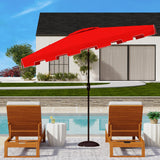 Safavieh Zimmerman 6.5 X 10 Ft Rect Market Umbrella Red/White Trim Aluminum PAT8300J