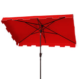 Safavieh Zimmerman 6.5 X 10 Ft Rect Market Umbrella Red/White Trim Aluminum PAT8300J