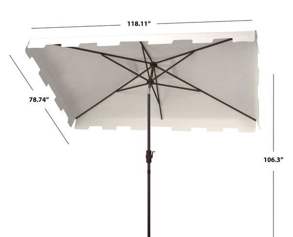 Safavieh ZIMMERMAN 6.5x10 FT Rectangular Market Umbrella – Elegant Outdoor Shade with Crank & Tilt Mechanism White PAT8300K