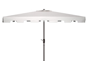 Safavieh ZIMMERMAN 6.5x10 FT Rectangular Market Umbrella – Elegant Outdoor Shade with Crank & Tilt Mechanism White PAT8300K